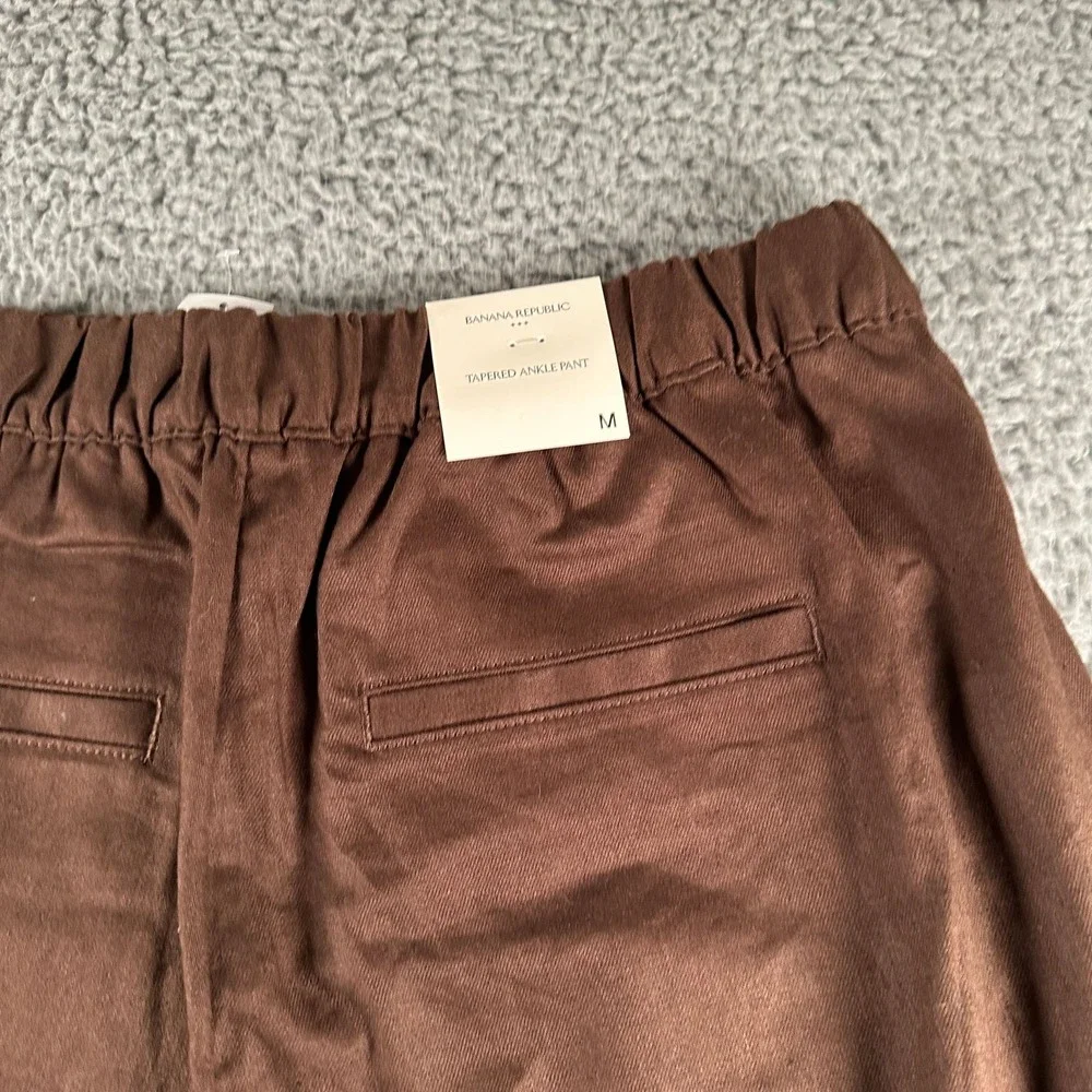 Banana Republic‎ Pants Womens M Tapered High-Rise Linen Blend Ankle Brown Casual
